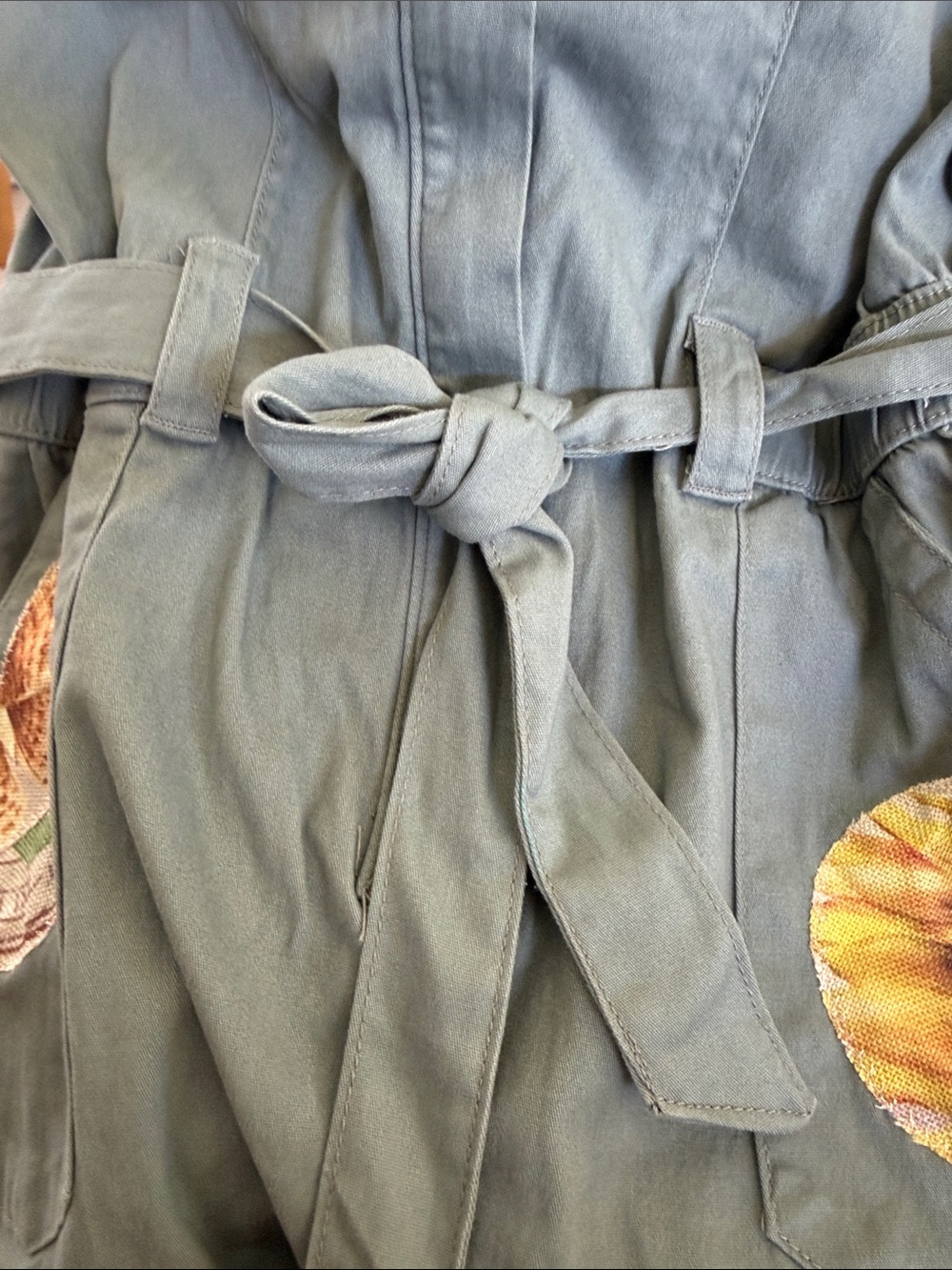 Celebrity Pink Olive Green Sunflower Print Cotton Jumpsuit - Picture 9 of 12